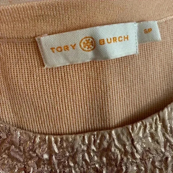 Tory Burch Peach Floral Clouque Front Sweater Dress Sz Small - Picture 3 of 11